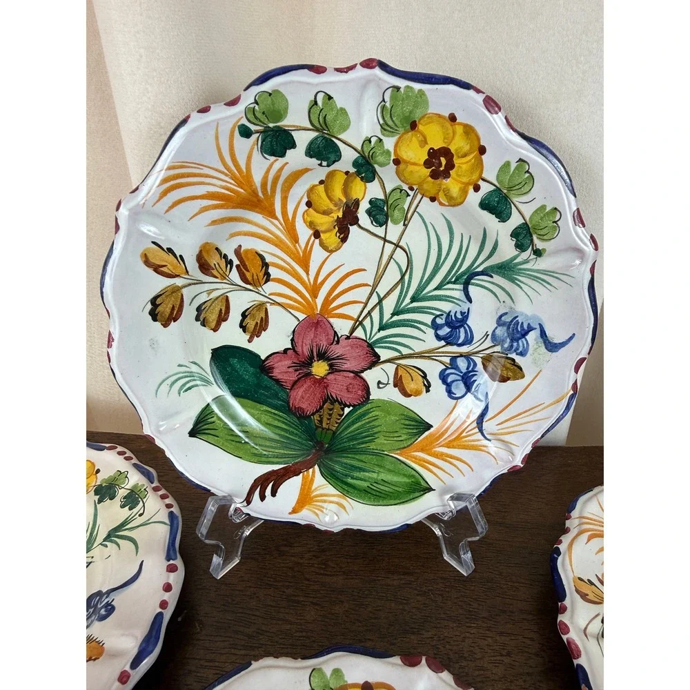 VTG Capri‎ Italy Set FOUR Floral Stoneware 7